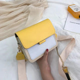 PU Chain Small Square Bag Female Contrast Flap Shoulder Bag