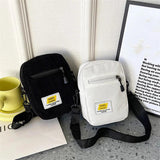 Canvas Crossbody Bag Small Shoulder Handbag Solid Zipper Purse
