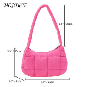 Quilted Female Tote Casual Check Cotton-Padded Bag Winter Solid Soft Warm