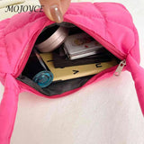 Quilted Female Tote Casual Check Cotton-Padded Bag Winter Solid Soft Warm