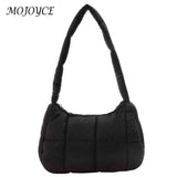 Quilted Female Tote Casual Check Cotton-Padded Bag Winter Solid Soft Warm