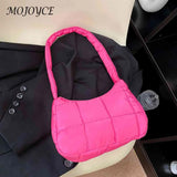 Quilted Female Tote Casual Check Cotton-Padded Bag Winter Solid Soft Warm