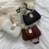 Vintage Ladies Underarm Shoulder Bag Solid Lacquer PU Leather Handbag Women
