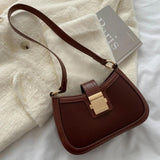Vintage Ladies Underarm Shoulder Bag Solid Lacquer PU Leather Handbag Women