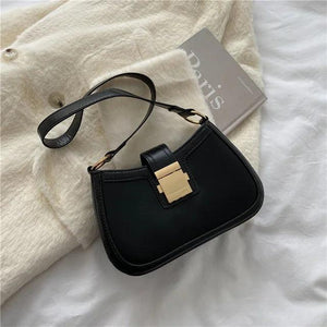 Vintage Ladies Underarm Shoulder Bag Solid Lacquer PU Leather Handbag Women