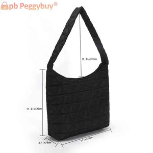 Quilted Rhombus Pattern Shoulder Tote Bag