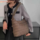 Quilted Rhombus Pattern Shoulder Tote Bag