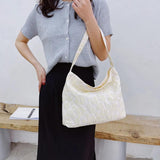 Vintage Women Flower Printing Underarm Bags Canvas Shoulder Shopping Bag