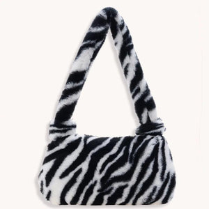 Cow Print Shoulder Messenger Bag Retro Top-handle Plush Casual Women Handbag