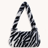 Cow Print Shoulder Messenger Bag Retro Top-handle Plush Casual Women Handbag