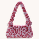 Cow Print Shoulder Messenger Bag Retro Top-handle Plush Casual Women Handbag