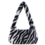 Cow Print Shoulder Messenger Bag Retro Top-handle Plush Casual Women Handbag