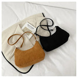 Women's Corduroy Shoulder Bag Solid Handbag Top-handle Tote Bag