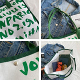 Women Letters Shoulder Crossbody Bag Canvas Tote Purse Casual Shopper Bag