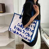 Women Letters Shoulder Crossbody Bag Canvas Tote Purse Casual Shopper Bag