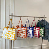 Women Letters Shoulder Crossbody Bag Canvas Tote Purse Casual Shopper Bag