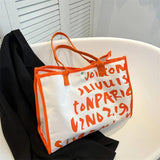 Women Letters Shoulder Crossbody Bag Canvas Tote Purse Casual Shopper Bag