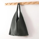 Lady Knitting Woolen Tote Bag Crochet Shopper Top-handle Handbag