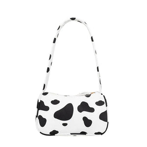 Butterfly Print Canvas Tote Small Handbag Zipper Half Moon Bag