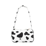 Butterfly Print Canvas Tote Small Handbag Zipper Half Moon Bag