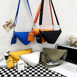 2 Pcs Women's Crossbody Bags Nylon Handbag Triangle Metal Label Small Shoulder B