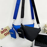 2 Pcs Women's Crossbody Bags Nylon Handbag Triangle Metal Label Small Shoulder B