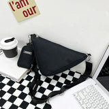2 Pcs Women's Crossbody Bags Nylon Handbag Triangle Metal Label Small Shoulder B