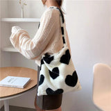 Plush Fluffy Shoulder Bag Mini Handbag Winter Clutches Heart Street Travel Bags