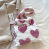 Plush Fluffy Shoulder Bag Mini Handbag Winter Clutches Heart Street Travel Bags