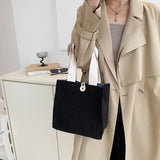 Corduroy Small Tote Casual Shoulder Bag Daily Handbag Lady Shopping Purse