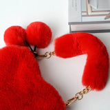 Plush Heart Shaped Shoulder Bag for Winter
