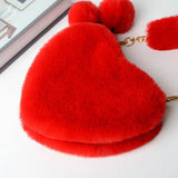 Plush Heart Shaped Shoulder Bag for Winter