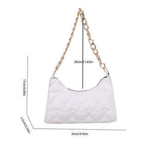 Women Love Heart Embossed Small Handbags Vintage PU Leather Tote Bag