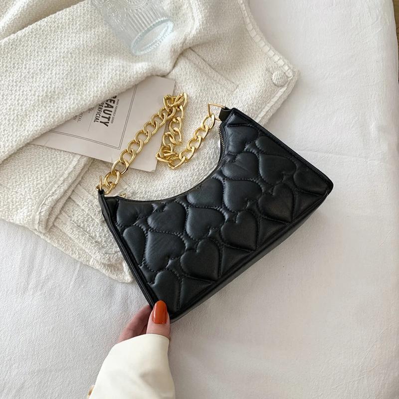 Women Love Heart Embossed Small Handbags Vintage PU Leather Tote Bag