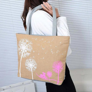 Dandelion Canvas Belt Bag Flowers Casual Women Handbag Zipper Shoulder Bags