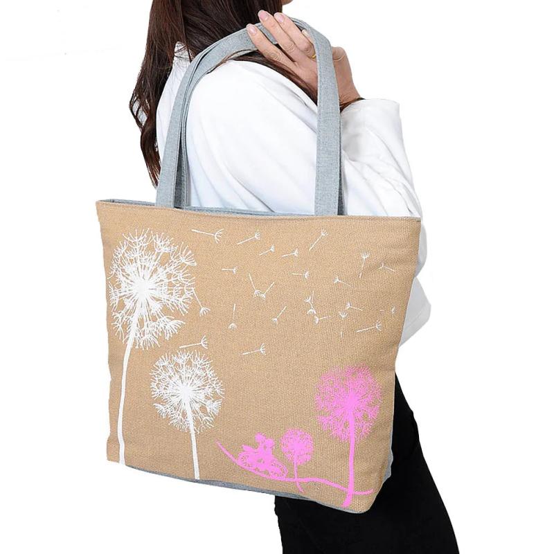 Dandelion Canvas Belt Bag Flowers Casual Women Handbag Zipper Shoulder Bags