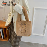 Plush Printing Shoulder Bag Soft Textured Large Capacity