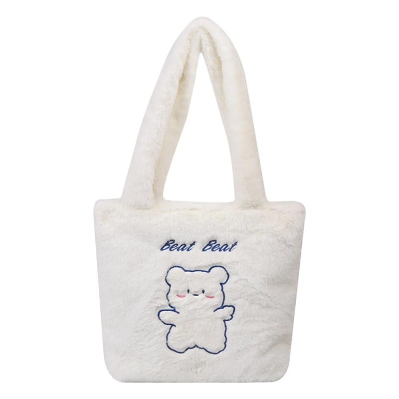 Plush Printing Shoulder Bag Soft Textured Large Capacity