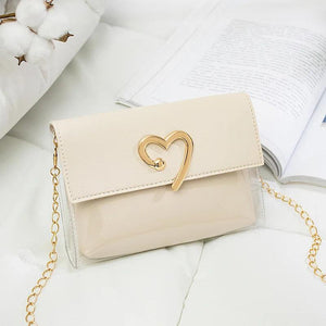 Heart-shape Buckle Messenger Bag Patchwork Small Flap Bag