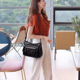 Soft PU Leather Shoulder Bag Multi-pocket Ladies Crossbody Bag