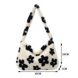 Soft Shoulder Bag Women Animal Pattern Underarm Bags Small Shoulder Fluffy