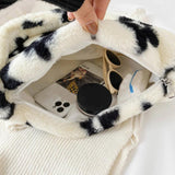 Soft Shoulder Bag Women Animal Pattern Underarm Bags Small Shoulder Fluffy