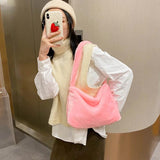 Soft Shoulder Bag Women Animal Pattern Underarm Bags Small Shoulder Fluffy