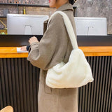 Soft Shoulder Bag Women Animal Pattern Underarm Bags Small Shoulder Fluffy