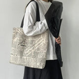 Canvas Shoulder Bag Large Capacity Yoga Travel Work Student Bag