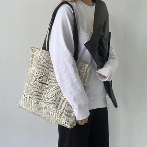 Canvas Shoulder Bag Large Capacity Yoga Travel Work Student Bag