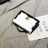 Retro PU Leather Patchwork Chain Messenger Shoulder Bag Women Lock Buckle