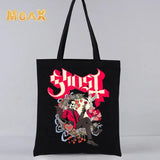 Ghost Band Shoulder Bags Grunge Metal Harajuku Shopping Bags Canvas Tote