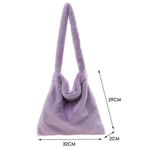 Vintage Plush Handbag Soft Fur Large Capacity Tote Shoulder Bag