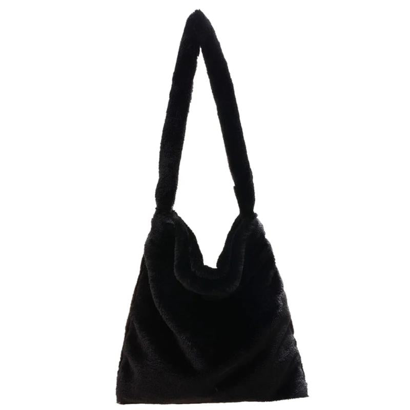 Vintage Plush Handbag Soft Fur Large Capacity Tote Shoulder Bag